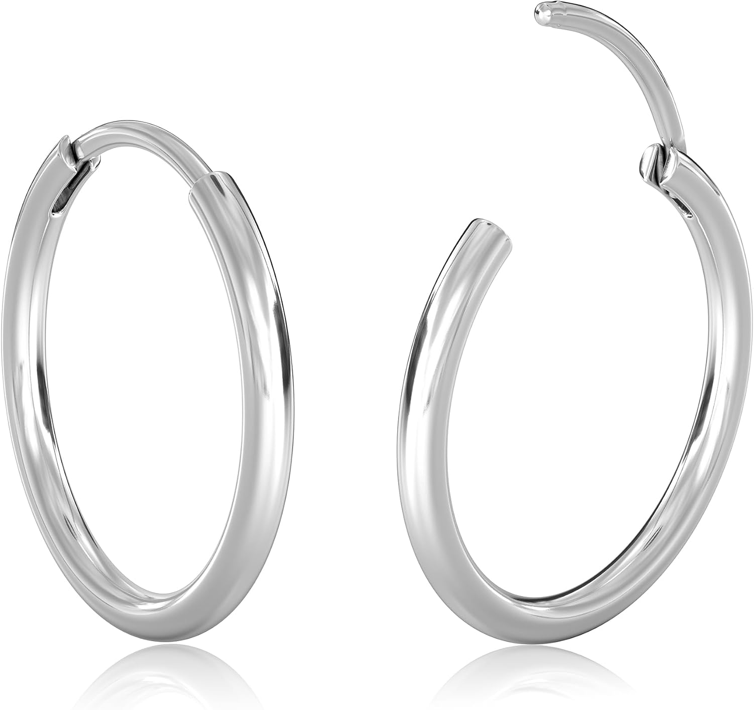 MILACOLATO Pequeños Pendientes de Aro de Plata/Oro para Mujer Hombre Hipoalergénico 316L Acero Quirúrgico Cartílago Tragus Helix Sleeper Pendientes de Aros con Bisagras 16G Piercing en la nariz
