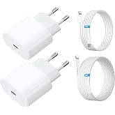 20W Dual USB C Charger with 2M Lighting Cable + 1M Lighting Cable, iPhone Charger Fast Charging for iPhone 14/13/12/11/X/8/7