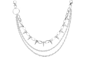 Pants Chain for Men & Women – Mabor Layered Punk Rivet Jeans Chain, Gothic Belt Accessory with Steel Zinc Alloy, Biker Wallets Chains for Rock Fashionable (1PC)