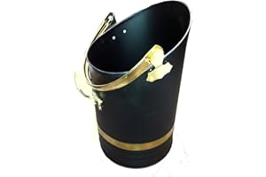 EASYSHOPPING Black Coal Bucket Brass Handles Heavy Duty Scuttle Hod Fire Side Fireplace (Large 16 Inches)