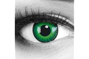 Lentilles couleur noir vert - vampire shine green Pour Halloween, Shrovetide, Carnaval + étuis à lentilles de contact I 1 paire (2 pièces) I sans correction I 0,00 Dioptries MERALENS