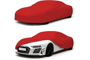 ‎LST LST Autoabdeckung Indoor – lackschonende und Dehnbare Autogarage. Car Cover Innenbereich für Autohäuser und Endverbraucher. Auto Abdeckplane schützt vor Sonne, Staub. (Rot, S (380x125x120cm))