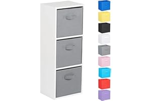 Hartleys 3 Tier White Cube Unit - Grey Storage Boxes