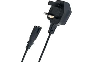 DOUBLE DRAGON UK 3-Pin Plug to IEC C7 Figure 8 Power Cable, 2 Meter, BS1363 Certified Plug with 10A Fuse, VDE Approved Cable, CE Certified Connector | Compatible with Printers, Game Consoles, Set-Top Boxes & More