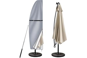 wiipara Sonnenschirm Schutzhülle mit Stab, Abdeckung für Sonnenschirm 2m bis 3m Große Ampelschirm Schutzhülle, UV-Schutz, Wetterfeste, Winddicht und Schneesicher, Grau, 205x25/57/48cm