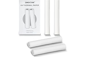 SMOCTAR A4 Thermal Printer Paper, Thermal Paper 4 Rolls Compatible with Portable Printer for Travel, Home, Photo, Invoice, Contract 30 Sheets/Roll, 8.27x11.69 Inch / 210x297 mm