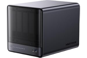 ‎MINIS FORUM MINISFORUM N5 Pro 5-Bay Desktop NAS, Ryzen AI 9 HX Pro 370 12C/24T, 16GB DDR5, 128GB SSD, 10GbE + 5 GbE, 3X M.2 NVMe, OCuLink, 4K HDMI/2x USB4, PCIe x16, MinisCloud OS (bez HDD)