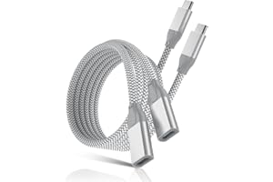 BASESAILOR Przedłużacz USB typu C 2 m / 2 szt., USB-C 3.1 Gen2 10 Gb/s żeński na USBC męski, kabel przedłużający Thunderbolt 3 do ładowarki MagSafe, iPhone 11 12 13 14 15 Plus Pro Max Mini, Apple