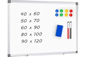 AMUSIGHT Back to School Magnetic Whiteboard Dry Erase for Wall, 40x60 cm White Board with Aluminum Frame for Office, Home and School, 2 Markers, 1 Pen Tray, 8 Magnets