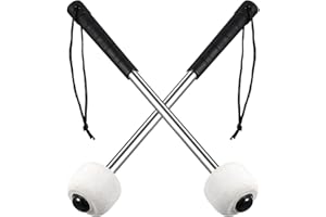 Culinavog 2 Pièces Maillet de Grosse Caisse, Baguette Tambour Feutre, Maillet Percussion, avec Poignée Antidérapante en Acier Inoxydable, Sac de Rangement, pour Timbales, Grosse Caisse (Blanc)