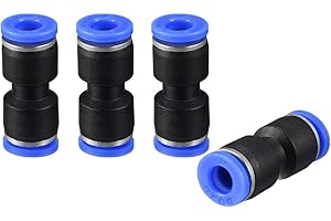 sourcing map Plastic Straight Union Push to Connect Tube Fitting 6mm OD Push Fit Lock Blue 5pcs
