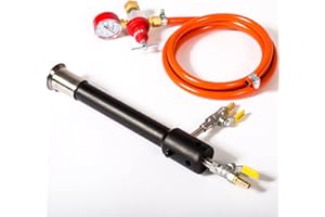 DEVIL-FORGE Quemador de gas propano DF-AIR-FORCED (308.000 BTU), estrangulador de aire, válvula de bola, para grande Horno Fundir Metales, Fragua de gas, Forja, Herrero, Herrador, Cuchillo PROFESIONAL