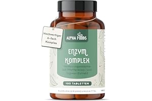 ‎ALPHA FOODS Alpha Foods | Verdauungsenzyme Komplex | mit Bromelain, Lipase, Amylase und Laktase | Digestive Enzyme | 180 Vegan Tabletten | 6 Monatsvorrat | Alpha Foods