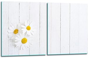 TMK ARTDEKO TMK | Juego de 2 placas de 40 x 52 cm para vitrocerámica, cubierta de cristal, protección contra salpicaduras, placa de cristal, cubierta para vitrocerámica, tabla de cortar, diseño de flores