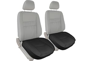 SUQ 2PCS Delantero Asiento Cubierta, Premium PU Coche Asiento Cubierta, Impermeable Almohadilla Asiento Coche, Protector Alfombra Cojín Asiento Coche para la Mayoría de los SUV del Vehículo, Negro