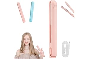 LONNALEE Lerkely Mini Dual-Purpose Curling Iron,2 in 1 Hair Straightener and Curler,Portable USB Plug-in Small Hair Curler Iron,Ceramic Mini Hair Curling Iron for Short and Long Hair