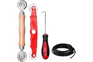 RAFIYU 4 Pezzi Rete Zanzariera Ricambio, Ripara Zanzariera con Ganci di Rotella, Zanzariera a Rullo per Finestra Attrezzo Ruota Doppia Estremità, per I'installazione di Zanzariere Porte e Finestre