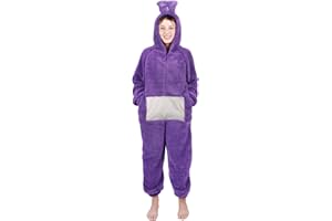 KITIMI Onesie Kostüm Schlafanzug, Tele tubbies Onesie Kostüm Erwachsene mit Kapuze, Tier Jumpsuit Kostüm Erwachsene Cosplay Karneval Halloween Pyjama Weihnachten Party kuschelig Schlafanzüge für Damen