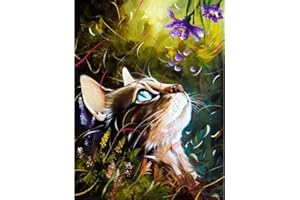 Yusinjoy 5D Diamond Painting erwachsene Diamant Painting Bilder mit 2 Stifte für 2 Personen, DIY Diamond Painting fantasy Malerei für Kinder, Geschenk, Dekoration, Diamontpating 30x40 cm - Katze