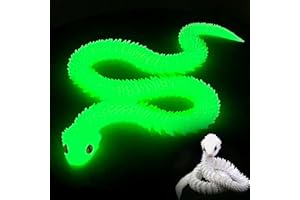 vecora 3D Printed Snake, 3d Printed Fidget Toy, Flexible Articulated Snake Animal Fidget Toys,3D Printed Animals,Home and Office Decoration for Autism/ADHD (luminous rainbow)