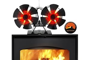 LCVTOS Ventilatore per Stufa a Legna,Ventilatore a Doppio Motore 12 Pale, Funzionamento Silenzioso, Ventilatore per Stufa Alimentato a Calore a Doppia Testa, per Legna, Stufe a Legna, Camino, Stufe a Pellet