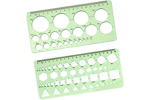 IERCZA 2pcs Kreis Schablonen Lineal,Mess Geometrie Lineal,Klare Grüne architektur schablonen kreise mass lineal geometrische schablonen kreise und ovale Zeichnung Herrscher für Büro, Schule, Gebäude