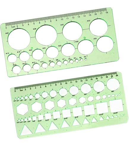 Set Da 3 Stencil Per Disegno Geometrico E Cerchi, Righelli In Plastica Trasparente, 25x12 Cm, Multiuso Per Ufficio, Scuola E Progettazione
