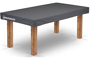 wettertuete.de Tischplattenabdeckung Gartentisch 200x100x15 cm (BxLxH) wasserdicht, atmungsaktiv, verschweißte Nähte, UV-Schutz, Schutzhülle, Abdeckplane, Abdeckhaube Holztisch