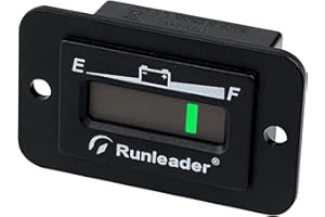 Runleader LED Battery Level Monitor, Volt.12V/24V, Charge and Discharge Indicator - Only Suitable for Lead Acid Batteries, Works with Golf Club Car Left Fork Scrubber RV Travel Trailer Go-Kart