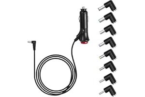 HOEMBPN Auto Ladegerät Zigarettenanzünder Adapter Stecker mit Schalter 12V 3A auf DC Netzkabel 5,5x2,1mm mit 8 DC-Anschlüssen für DVD-Player, GPS, Lautsprecher, Kamera (1 Meter)
