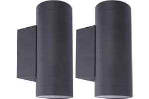 ‎KLIGHTEN Klighten 2 Stück Wandleuchten GU10 Außen/Innen, Wasserdichte IP65 Up and Down Leuchten Aussen, Aluminium Aussenleuchte Außenlampe Wand, Wandlampe für Eingang Terrasse, ohne Leuchtmittel, Anthrazit