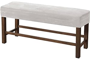 JHLD Upholstered Bench Slipcover, Velvet Dining Room Bench Covers Stretch Bench Seat Protector Elastic Dining Bench Cover Removable Washable For Living Room-ivory-Small