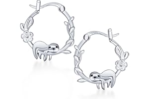 Pendientes de Unicornio Panda Perezoso para Niña Mujer - Qings Plata de Ley 925 Aro Pequeno Aretes Unicornios Animale con Esmalta Colores Hipoalergénico Lindos Joyería Regalos Cumpleaños Hija Nieta