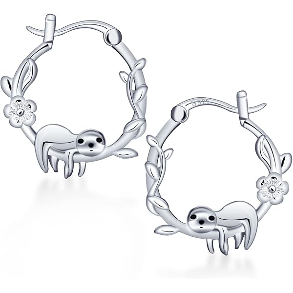 Twoowl Orecchini a cerchio in argento Sterling 925 con scimmia/teschio/rana/ orsacchiotto/elefante, gioielli per animali, regalo di San Valentino per donne e ragazze amanti degli animali, argento