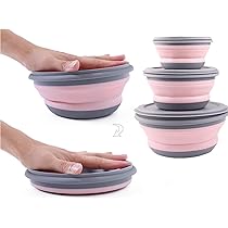 Set 3 Ciotole Pieghevoli Con Coperchio - Ideali Per Campeggio E Escursionismo - Foto 8