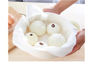 ANNIUP 5 pièces Doublures en coton à vapeur Tapis en maille respirant Carré Tampon antiadhésif Friteuse à air Cuire à la vapeur Dumplings Pain Brioches Fourniture de riz Tissu filtrant alimentaire, 32 CM