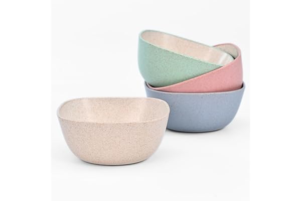 Eha Earth-Friendly Small Soup Bowl Ice Cream Bowl Dessert Bowls 300 ml Made with Bamboo Fibers & Rice Husk Microwave Safe Bowl (Reheat Only) Serving Bowl Set of 4 Multicolor