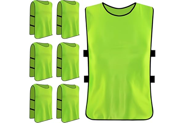 6 Pack Chasuble Football Adulte, Dossard Homme et Femme, Entraînement Sport, Gilet Adultes Maillots pour Football, Basket, Taille XL