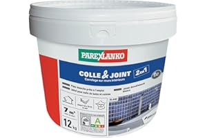 Parexlanko - Colle carrelage et joint en pâte - Colle & Joint 2 en 1 - Blanc - Pour mur intérieur - Spécial pièces humides - Prête à l’emploi - 12kg