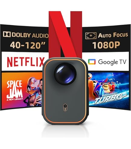 Projecteur Netflix Officiel Nothing Projector NP One - Google TV, WiFi, 1080P/4K, Dolby Audio - Pour Cinéma Maison & Extérieur