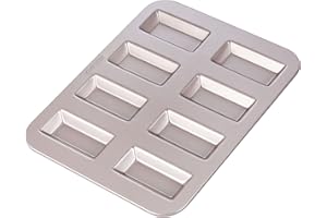 CHEFMADE Financier Moule À Gâteau, Moule à Muffins Rectangle antiadhésif à 8 cavités Biscuits ustensiles de Cuisson pour la Cuisson au Four (Or Champagne)