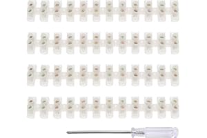 YIXISI 4 Piezas Doble Fila Terminales con Tornillos, 30A Bloques de Terminales Eléctricos, 12 Posiciones Conector de Cable, Bloques de Terminales de Chocolate, con Destornillador