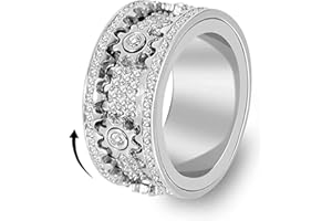 SKYFACE Bague Anti Stress Femme Spinner, Bague Engrenage Rotatif Anneau Anti Anxiété Homme, Bague Tournante Fidget Toys pour Garçon Fille, Bague de Mariage Fiançailles Bande, Cadeau de Bijoux