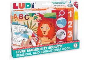 LUDI - Livre Magique et Éducatif - Livre d'Activités - Coloriage Magique à l'eau - Découvrir Les Formes, Les Chiffres, Les Lettres - Dès 10 Mois, Vert