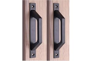 WANLIAN Poignée en bois 19.6cm de traction de porte de porte de grange de poignée de porte de porte coulissante en acier au carbone (D black)