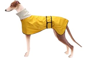 MOREZI Dog Raincoat with Stand-Up Collar, Waterproof and Windproof, with Reflective Stripes and Adjustable Magic Buckle, Suitable for Greyhounds and Whippets, Yellow, XXXL