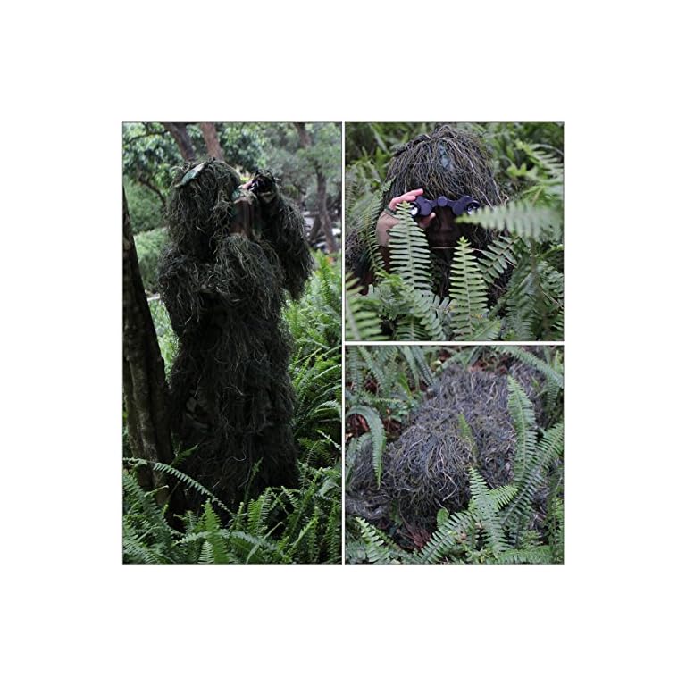 Tuta Mimetica 3D A Foglie Per Caccia E Paintball – Abito Ghillie Completo Con Giacca E Pantaloni, Perfetto Per Cecchini, Fotografia Naturalistica E Halloween