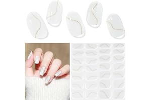 DUKASOU Lámina de uñas UV para endurecer – 28 unidades pegatinas de uñas de gel autoadhesivas tiras de gel para lámpara UV larga duración tiras de esmalte de uñas gel pegatinas arte pegatinas DIY para mujer