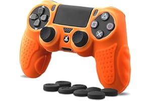CHIN FAI for PS4 Controller Skin Case Cover with 8 Thumb Grips, Anti-slip Silicone Skin Grip Protector Cover Case For Sony PS4/ SLIM/PRO Controller (Orange)