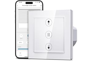 Allevoi Interruptor de Persiana Inteligente con control por Porcentaje, Interruptor de Persiana Wifi, Control por Voz Compatible con Alexa/Google Home/Smart Life, Requiere Cable Neutro